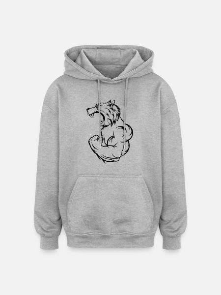 wolf_beast - Oversized Unisex Hoodie - heather grey