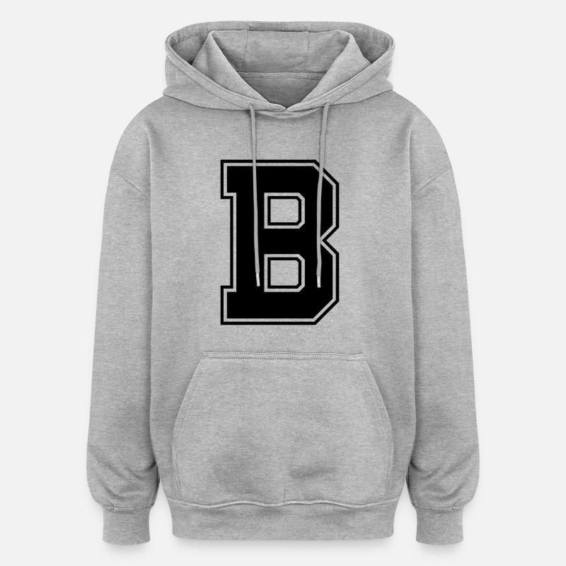 b - Sweat à capuche oversize unisexe - gris chiné