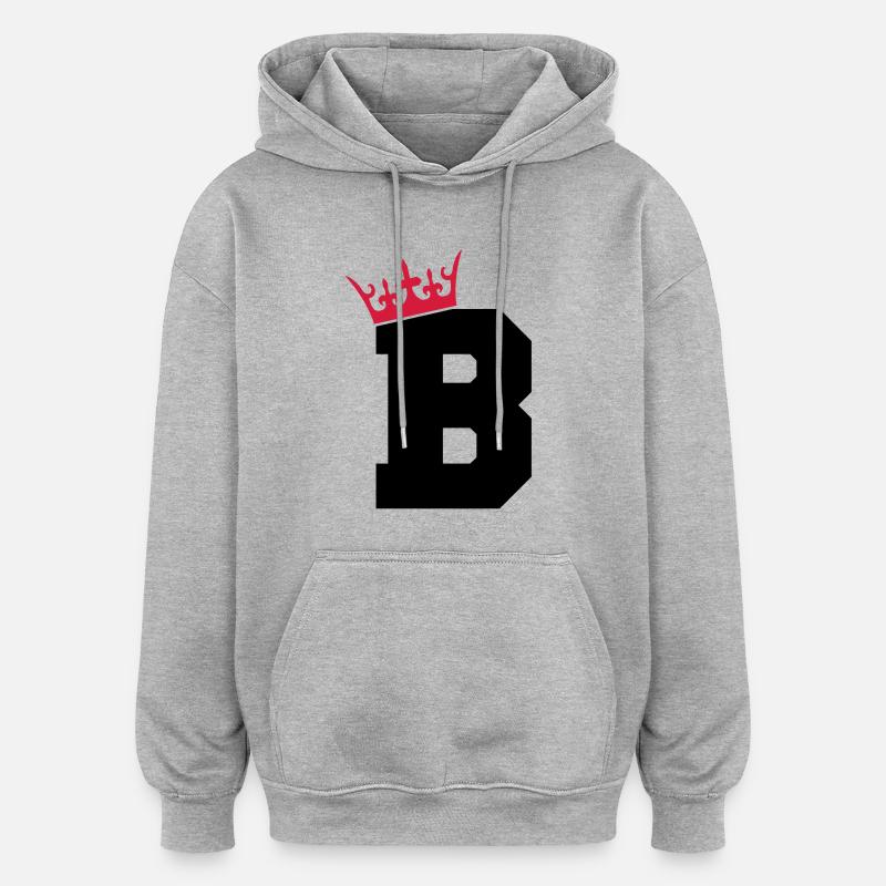buchstabe_b_king_02 - Sweat à capuche oversize unisexe - gris chiné