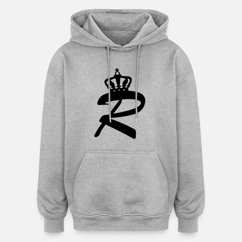 buchstabe_r_01 - Sweat à capuche oversize unisexe - gris chiné