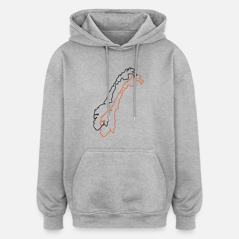 norway map - Oversized Unisex Hoodie - Grau meliert
