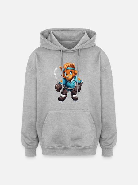 variation 24357Pferd als Eishockeyspieler - Oversized Unisex Hoodie - Grau meliert