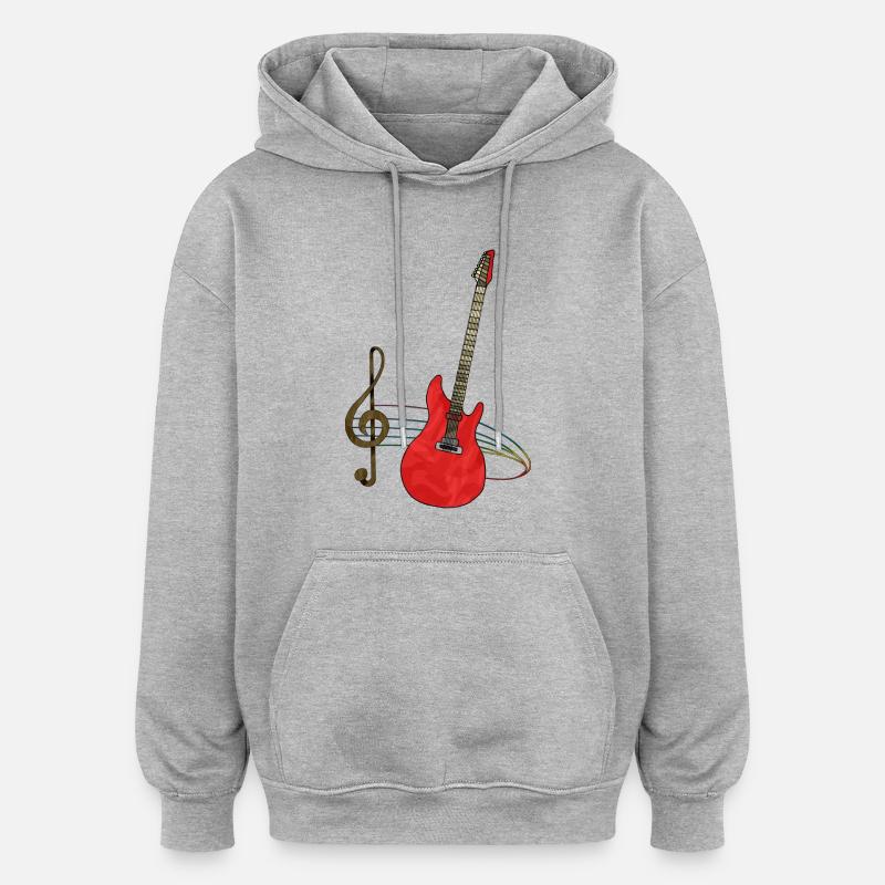 Guitare - Sweat à capuche oversize unisexe - gris chiné