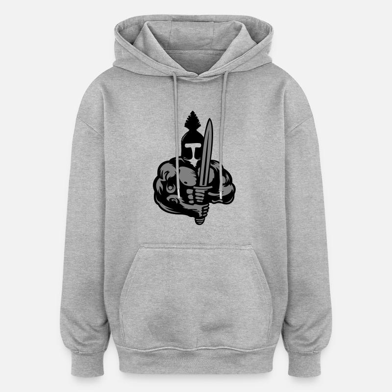 guerriers spartiates - Sweat à capuche oversize unisexe - gris chiné