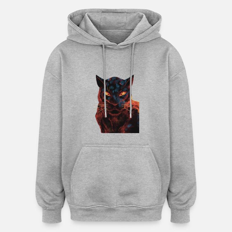 Panthère - Sweat à capuche oversize unisexe - gris chiné