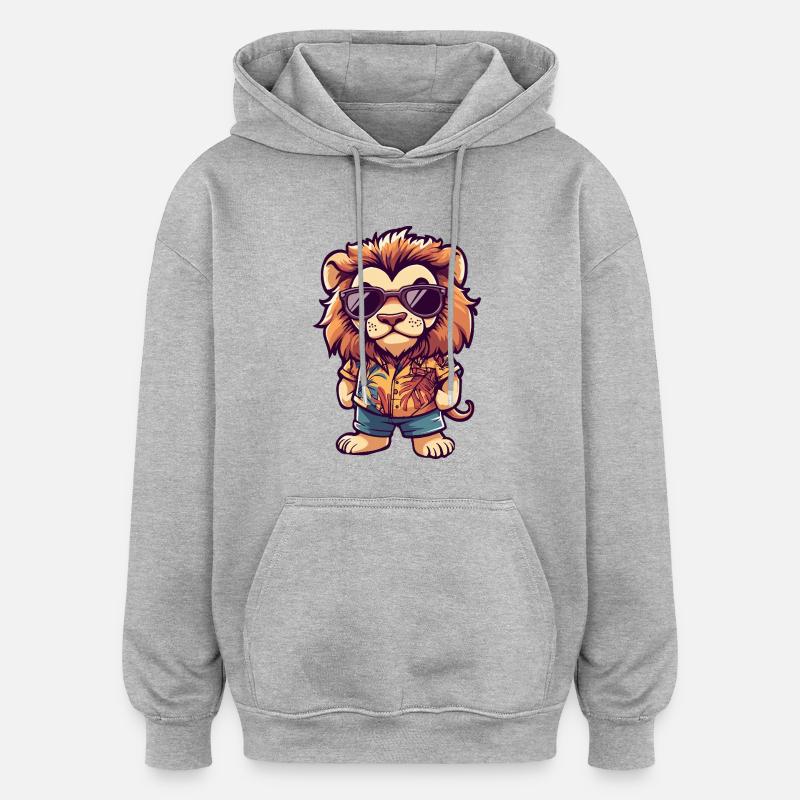 Lion Comic Vacation - Oversized Unisex Hoodie - heather grey