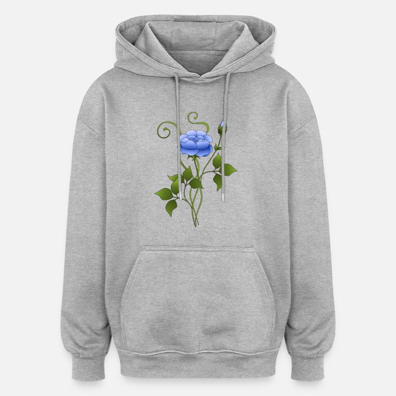 Fleur - Sweat à capuche oversize unisexe - gris chiné