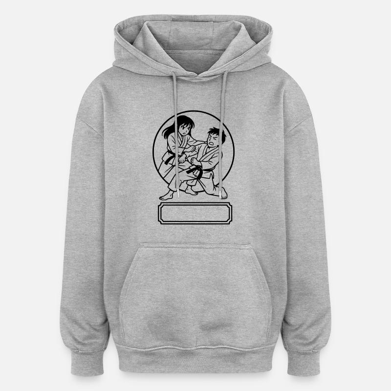 Manga Judo - Sweat à capuche oversize unisexe - gris chiné