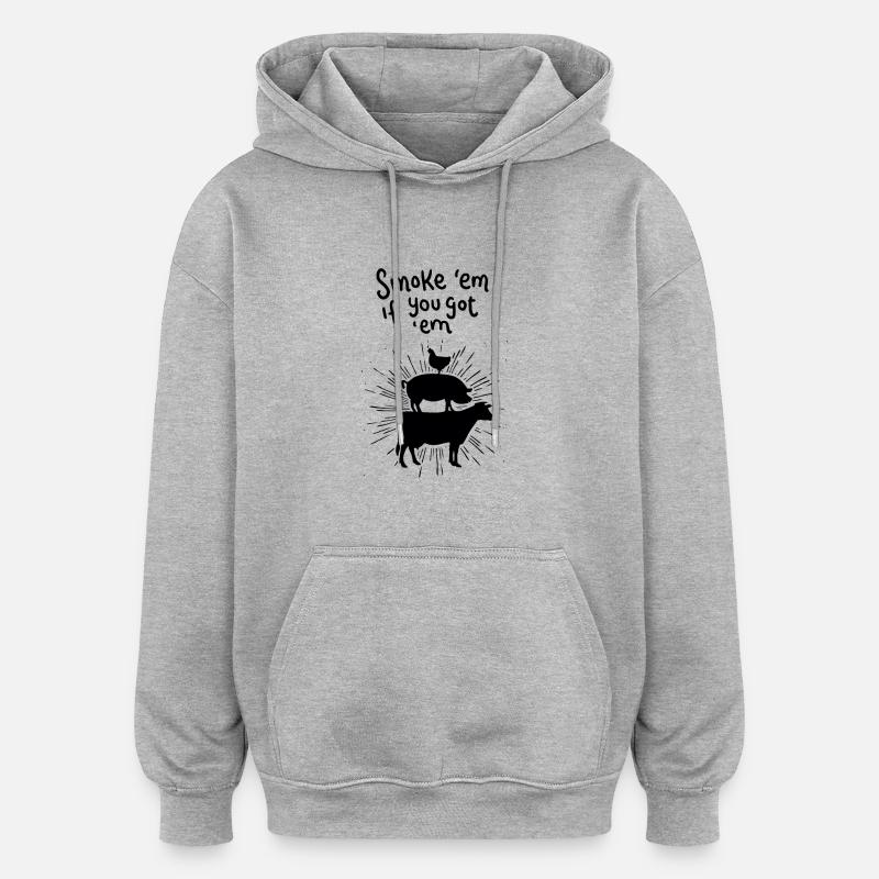 Lecker Fleisch - Oversized Unisex Hoodie - Grau meliert