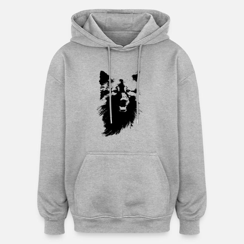 Tête de Wolfsspitz - Sweat à capuche oversize unisexe - gris chiné