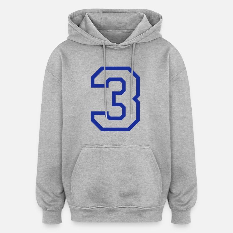 LE NUMÉRO 3-3 - Sweat à capuche oversize unisexe - gris chiné