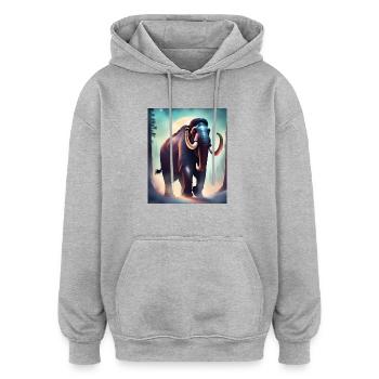 Majestätisches Mammut - Oversized Unisex Hoodie - Grau meliert - Vorne - Noah (186cm)