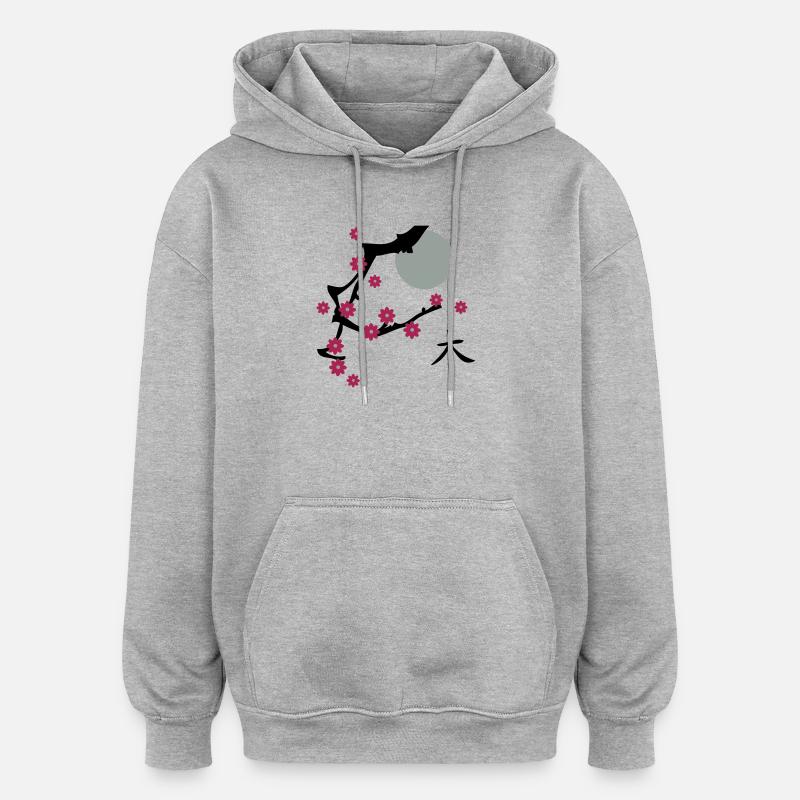 Cerise fleurs de cerisier fleur - Sweat à capuche oversize unisexe - gris chiné