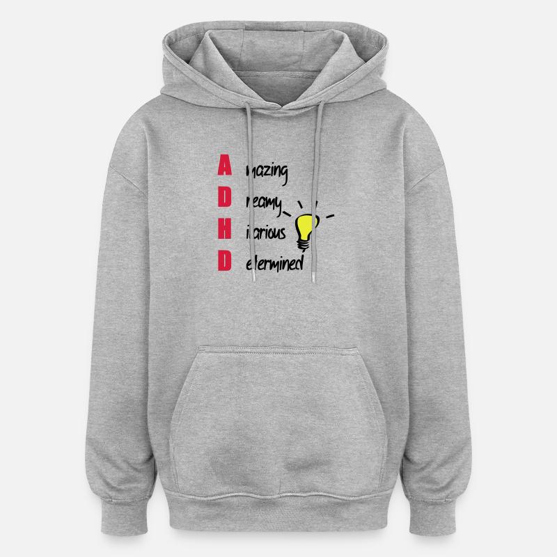 ADHD / ADHS Support Geschenk - Oversized Unisex Hoodie - Grau meliert