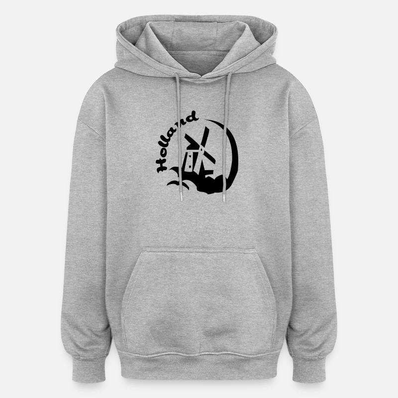 Hollande Moulin à vent - Sweat à capuche oversize unisexe - gris chiné