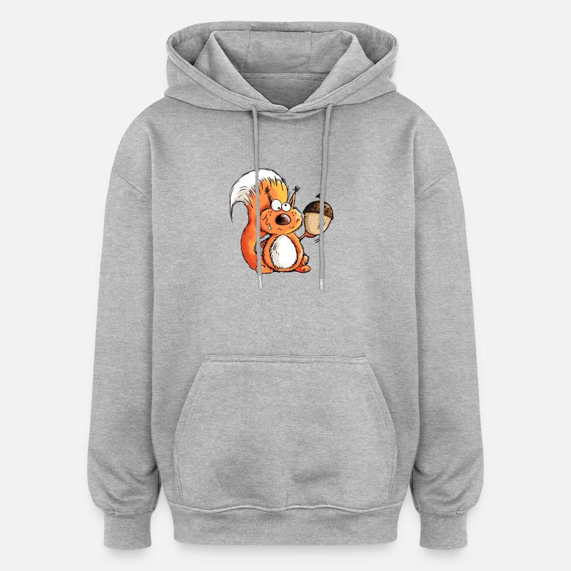 Eichhörnchen - Tier - Tiere - Eichel - Wald - Oversized Unisex Hoodie - Grau meliert