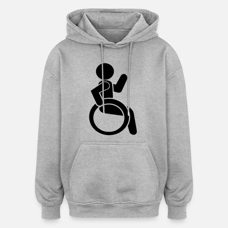 Agiter l’utilisateur d’un fauteuil roulant # - Sweat à capuche oversize unisexe - gris chiné