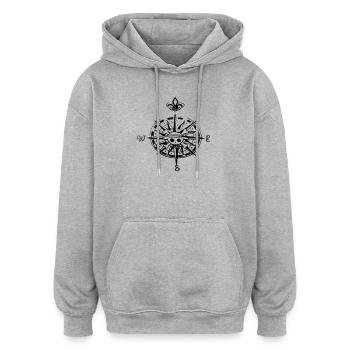 op compas Kompass - Oversized Unisex Hoodie - Grau meliert - Vorne - Noah (186cm)