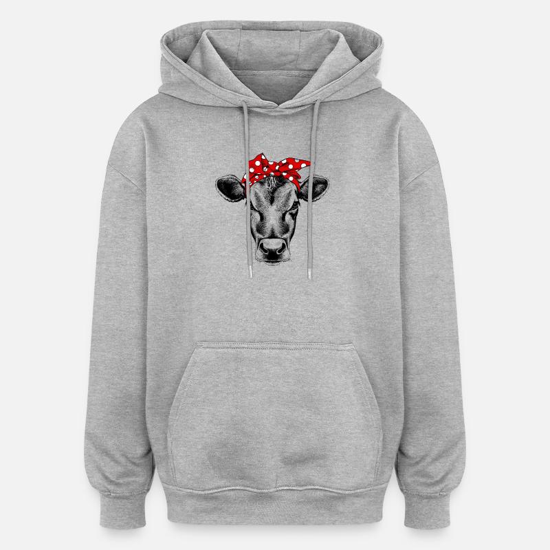 Bandana vache vache - Sweat à capuche oversize unisexe - gris chiné