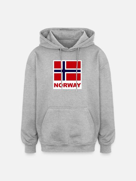 Norvège Norvège Drapeau - Sweat à capuche oversize unisexe - gris chiné