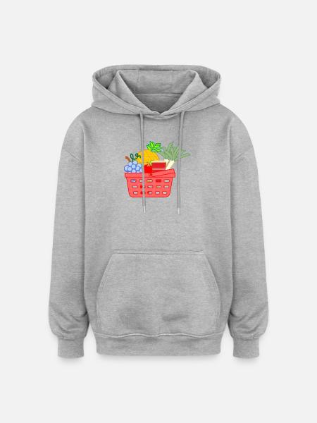 Shopping basket with fruit and vegetables - Oversized Unisex Hoodie - heather grey