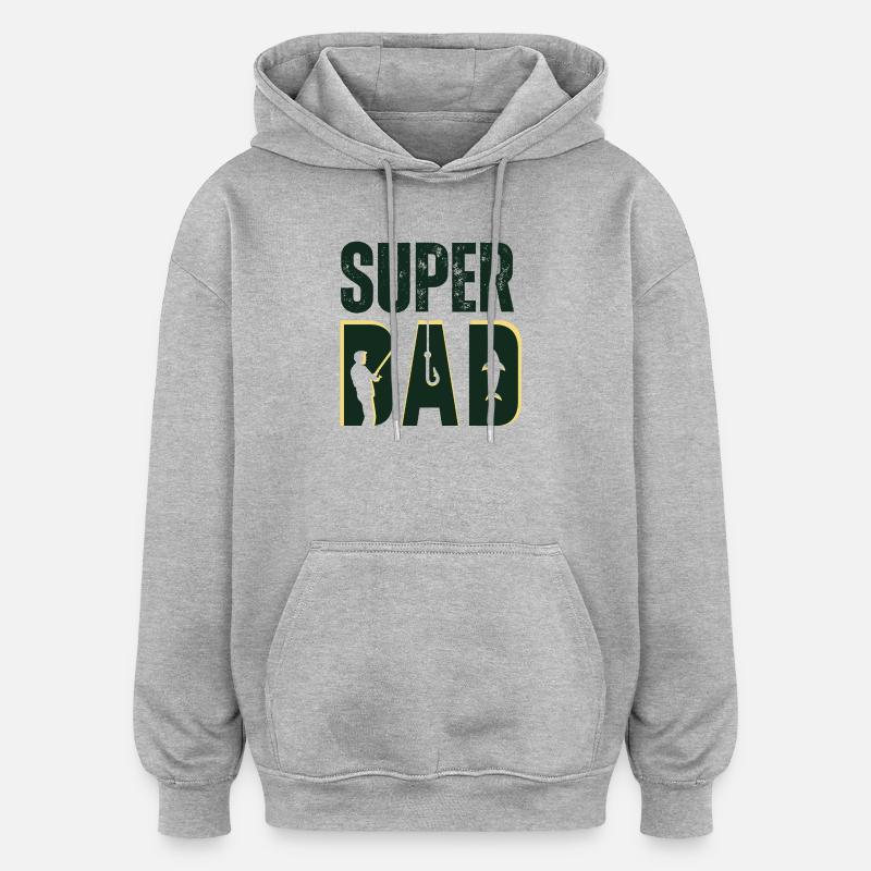 Super Dad - Design Pêche Passion - Sweat à capuche oversize unisexe - gris chiné