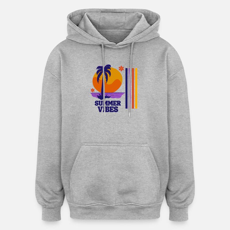 vacances d'été, vacances, vacances à-la mer - Sweat à capuche oversize unisexe - gris chiné