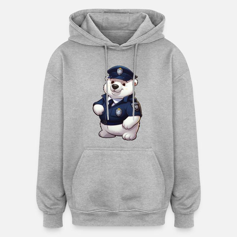 Polizei Eisbärin - Oversized Unisex Hoodie - Grau meliert