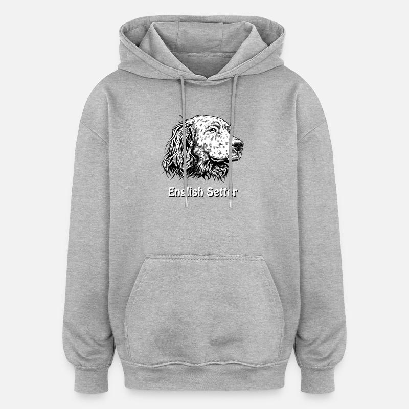 Portrait de setter anglais - Sweat à capuche oversize unisexe - gris chiné