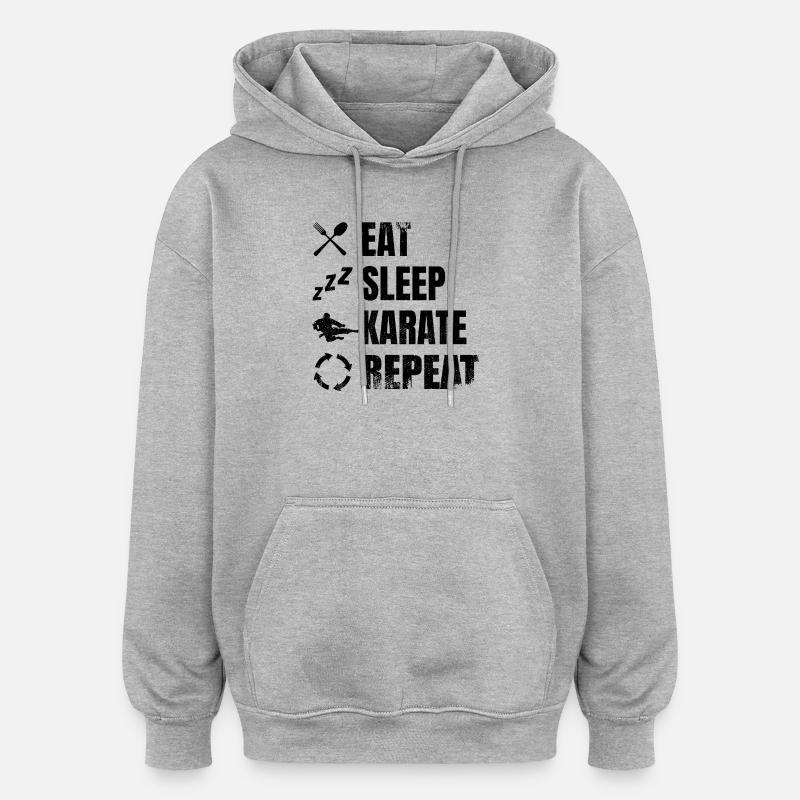 Routine de karatéka - Sweat à capuche oversize unisexe - gris chiné