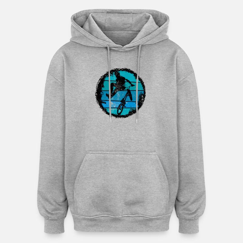 BMX Trick Silhouette - Sweat à capuche oversize unisexe - gris chiné