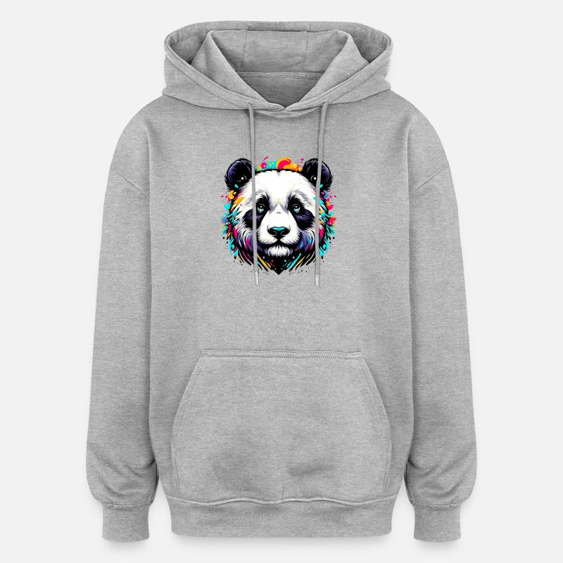 Panda - Sweat à capuche oversize unisexe - gris chiné