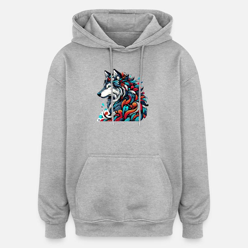 Wolf - Oversized Unisex Hoodie - heather grey