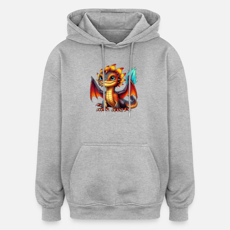 Dragon - Sweat à capuche oversize unisexe - gris chiné