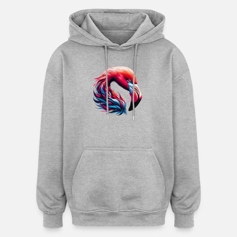 Flamant - Sweat à capuche oversize unisexe - gris chiné