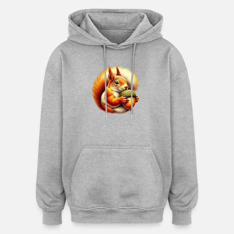 Eichhörnchen - Oversized Unisex Hoodie - Grau meliert