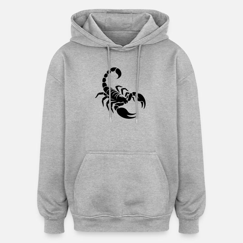 Scorpion - Sweat à capuche oversize unisexe - gris chiné