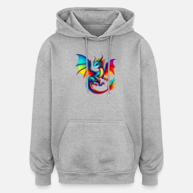 Dragon - Sweat à capuche oversize unisexe - gris chiné
