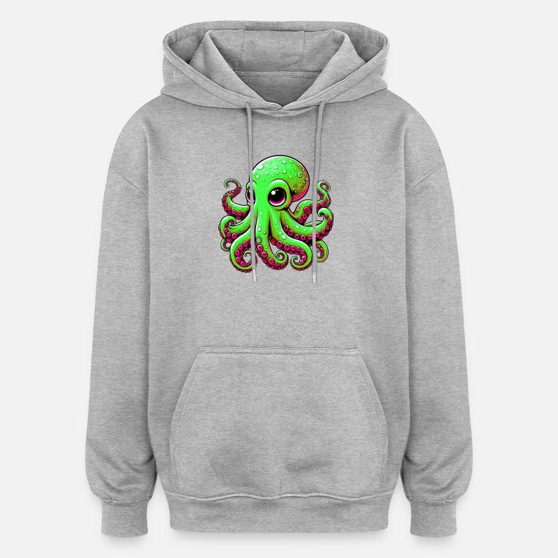 Krake - Oversized Unisex Hoodie - Grau meliert