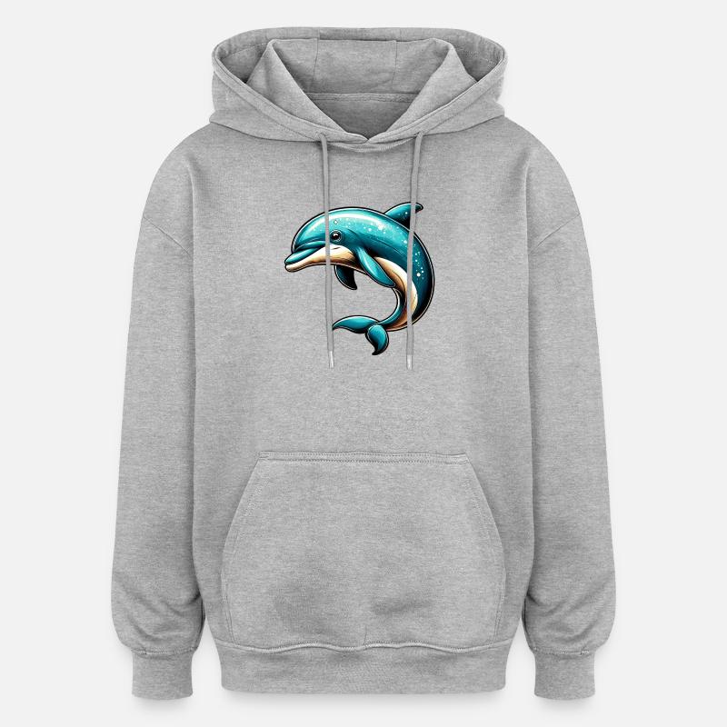 Dolphin - Oversized Unisex Hoodie - heather grey