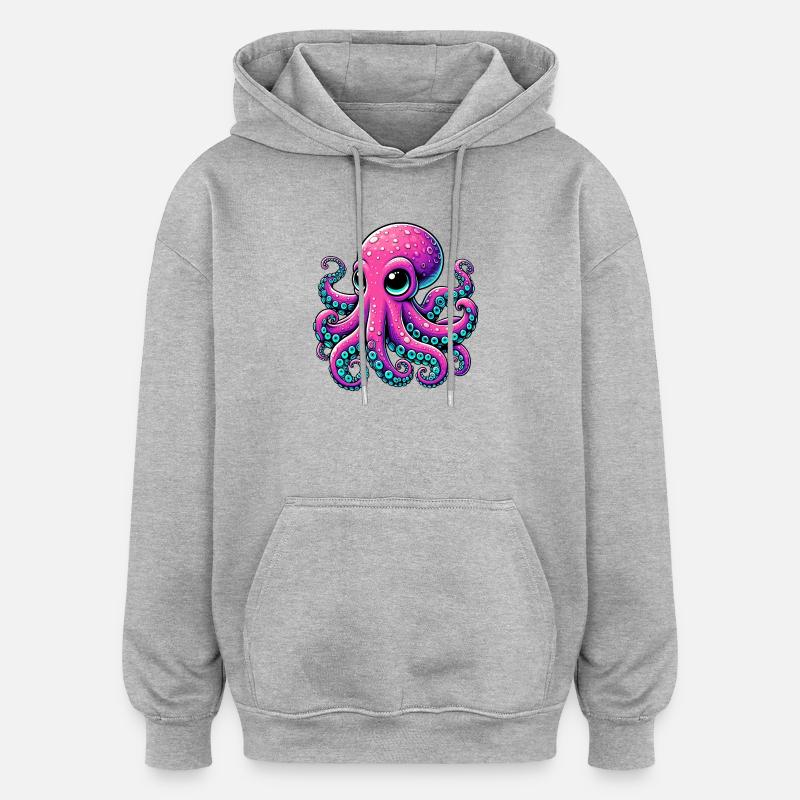 Krake - Oversized Unisex Hoodie - Grau meliert