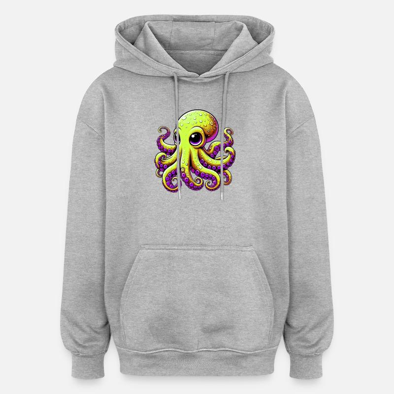 Pieuvre - Sweat à capuche oversize unisexe - gris chiné