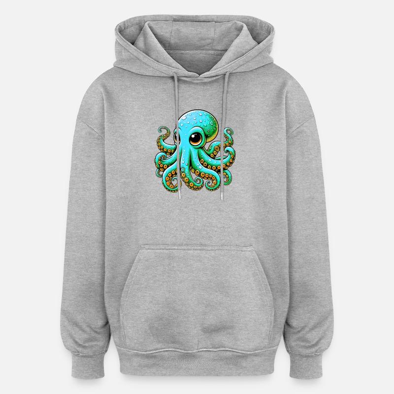 Pieuvre - Sweat à capuche oversize unisexe - gris chiné