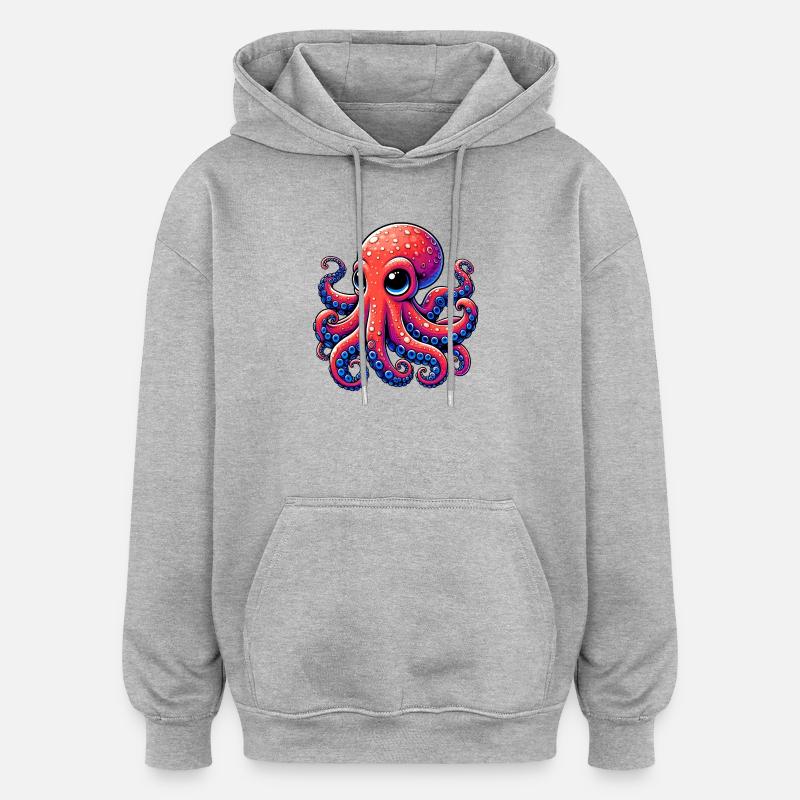 Krake - Oversized Unisex Hoodie - Grau meliert