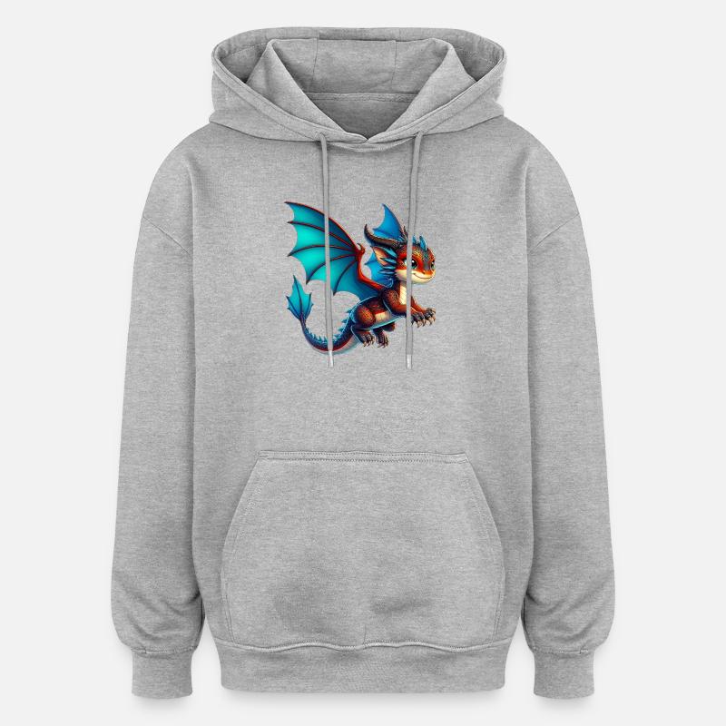 Dragon - Sweat à capuche oversize unisexe - gris chiné