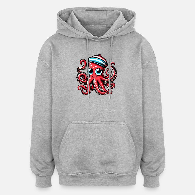 Pieuvre - Sweat à capuche oversize unisexe - gris chiné
