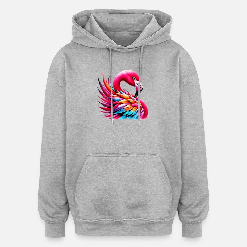 Flamant - Sweat à capuche oversize unisexe - gris chiné