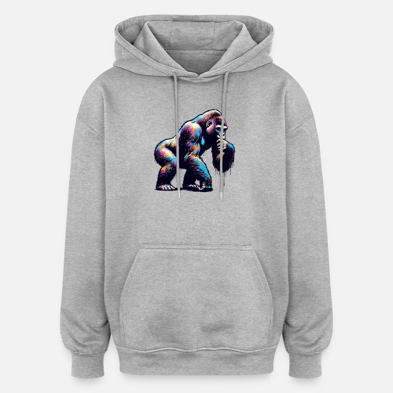 Gorille - Sweat à capuche oversize unisexe - gris chiné