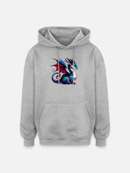 Dragon - Oversized Unisex Hoodie - heather grey