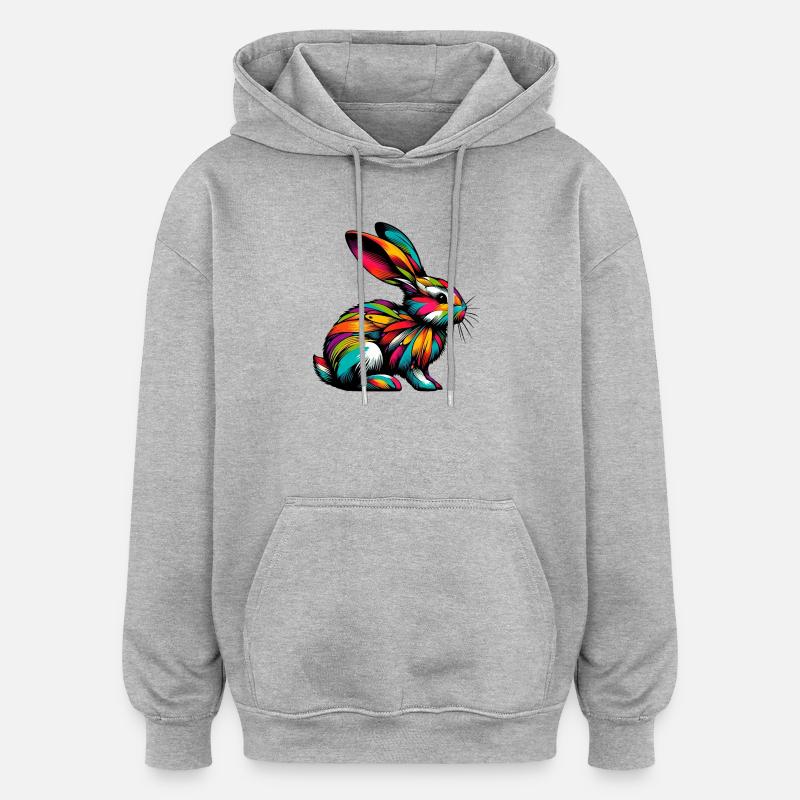 Lapin - Sweat à capuche oversize unisexe - gris chiné